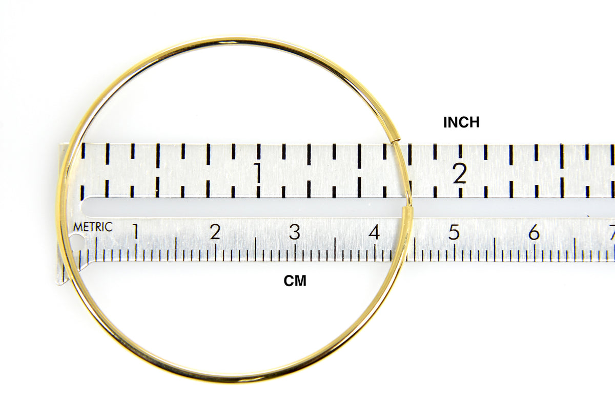 14k yellow gold large endless round hoop earrings 40mm x 1.5mm