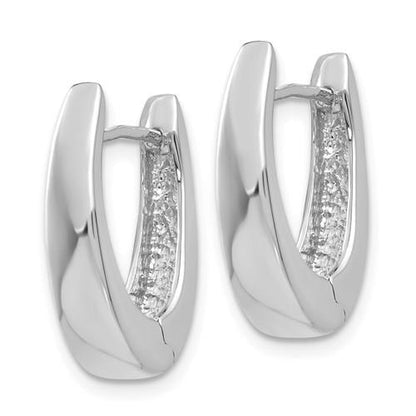 14k white gold classic huggie hinged hoop earrings 17mm x 11mm x 4mm