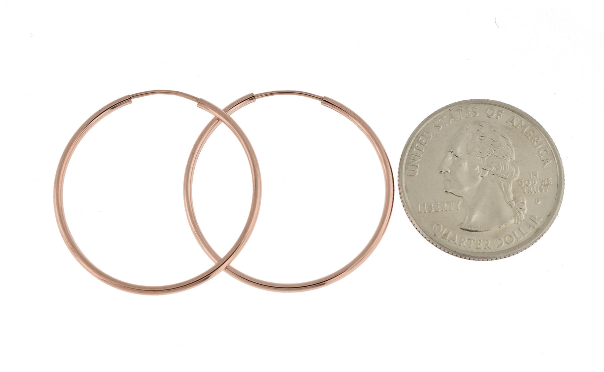 14k rose gold classic endless round hoop earrings 30mm x 1.5mm