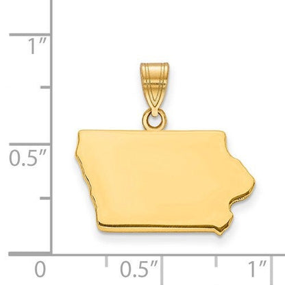 14k gold or sterling silver iowa ia state map pendant charm personalized monogram