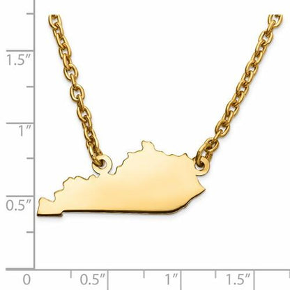 14k gold or sterling silver kentucky ky state name necklace personalized monogram
