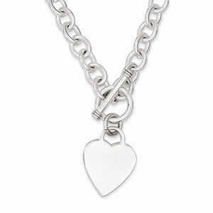 sterling silver heart tag toggle necklace custom engraved personalized monogram 18 inches