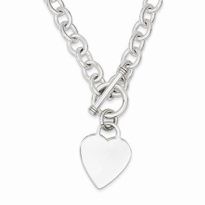 sterling silver heart tag toggle necklace custom engraved personalized monogram 18 inches