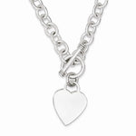 Load image into Gallery viewer, Sterling Silver Heart Tag Toggle Necklace Custom Engraved Personalized Monogram 18 inches
