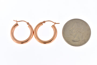 14k rose gold classic round hoop earrings 19mm x 3mm