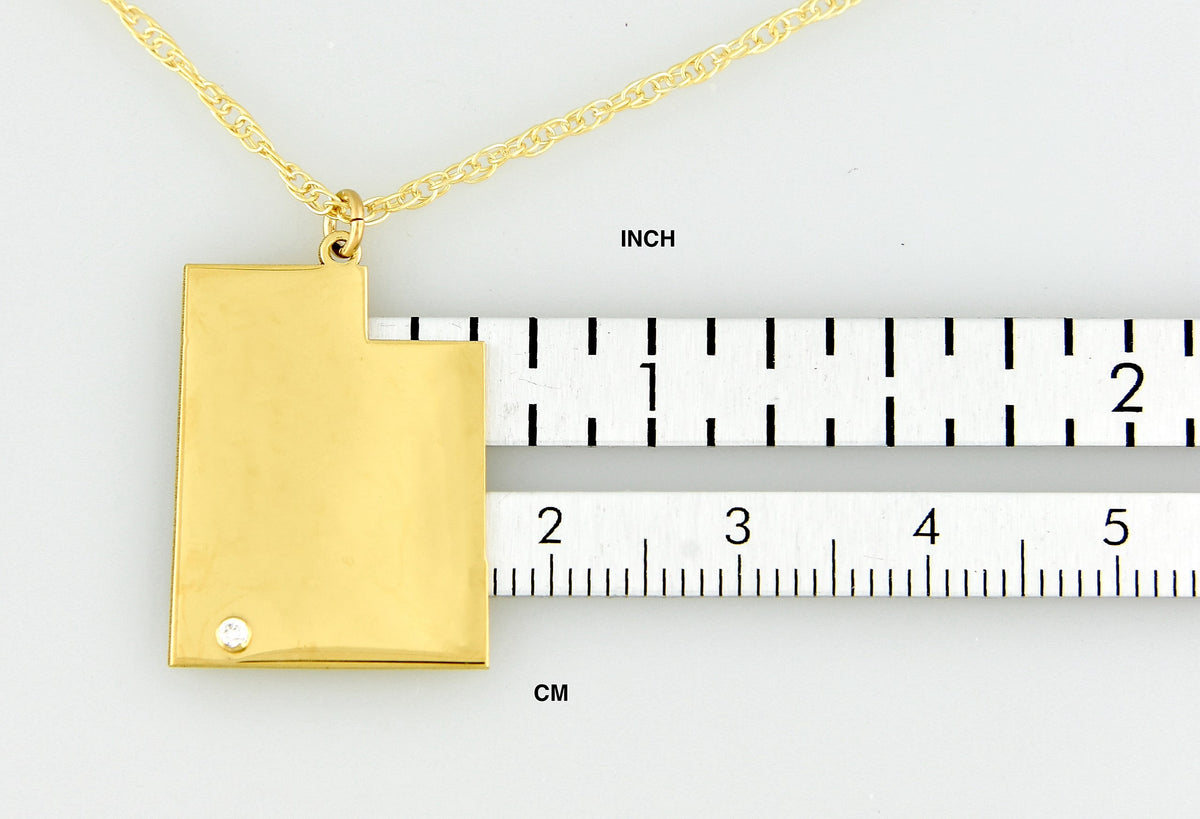 14k 10k yellow rose white gold diamond silver utah ut state map personalized city necklace