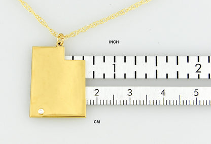 14k 10k yellow rose white gold diamond silver utah ut state map personalized city necklace