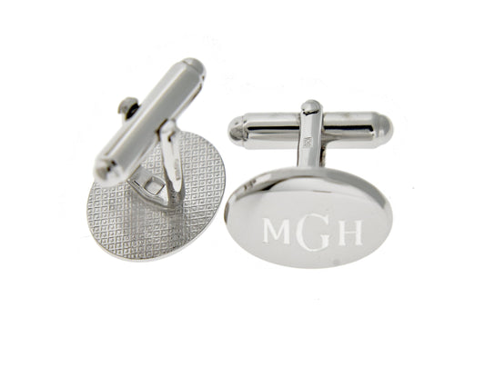 sterling silver oval cufflinks cuff links engraved personalized monogram
