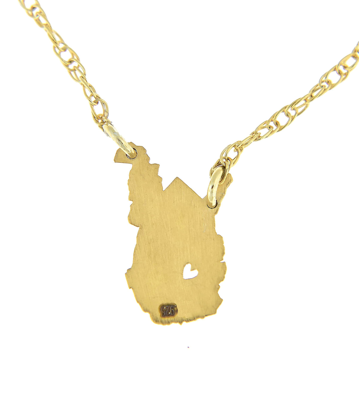 14k gold 10k gold silver west virginia wv state map necklace heart personalized city