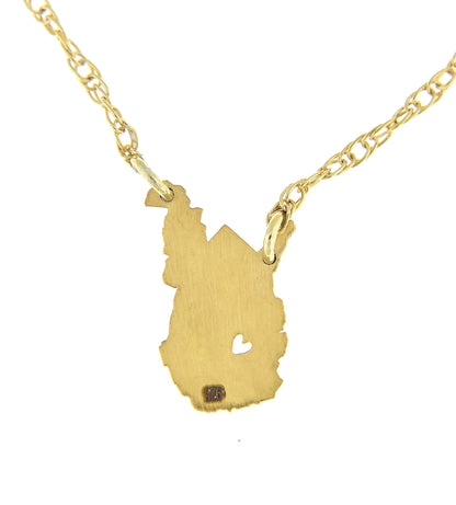 14k gold 10k gold silver west virginia wv state map necklace heart personalized city