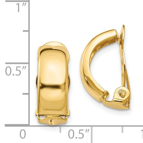 14k yellow gold non pierced clip on j hoop earrings