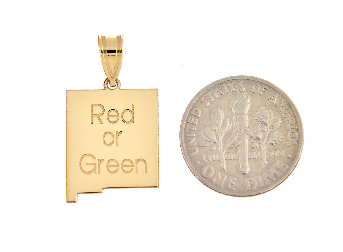 14k gold or sterling silver new mexico nm state map pendant charm personalized monogram