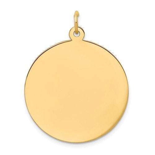 14k yellow gold 25mm round disc pendant charm letter initial engraved personalized monogram