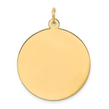 14k yellow gold 25mm round disc pendant charm letter initial engraved personalized monogram
