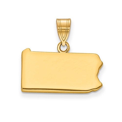 14K Gold or Sterling Silver Pennsylvania PA State Map Pendant Charm Personalized Monogram