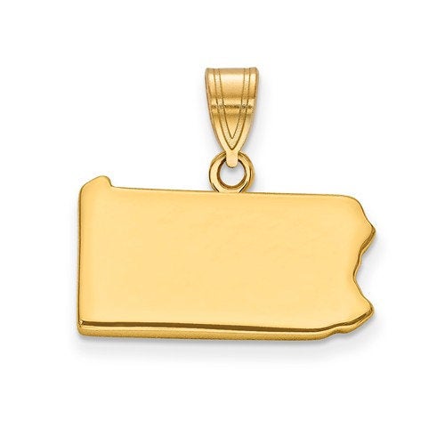 14k gold or sterling silver pennsylvania pa state map pendant charm personalized monogram