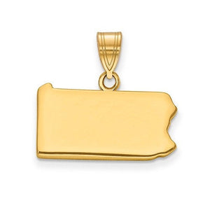 14k gold or sterling silver pennsylvania pa state map pendant charm personalized monogram