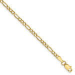 Загрузить изображение в средство просмотра галереи, 14K Yellow Gold 2.5mm Lightweight Figaro Bracelet Anklet Choker Necklace Chain
