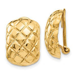 Charger l&#39;image dans la galerie, 14k Yellow Gold Non Pierced Clip On Omega Back Quilted Textured Earrings
