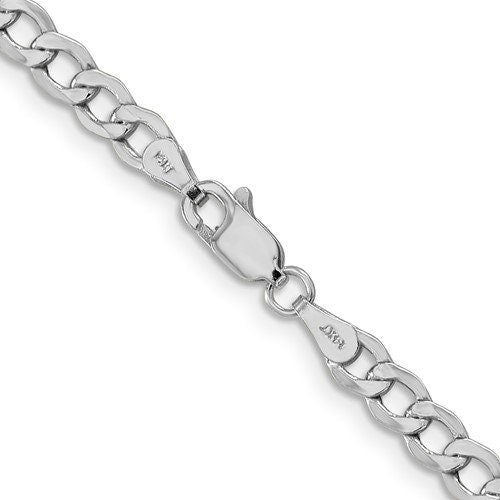 14k white gold 4.3mm curb bracelet anklet choker necklace pendant chain