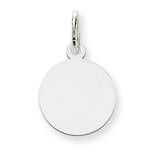 14K White Gold 12mm Round Disc Pendant Charm Letter Initial Engraved Personalized Monogram
