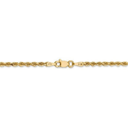 14k solid yellow gold 2.25mm diamond cut rope bracelet anklet choker necklace pendant chain