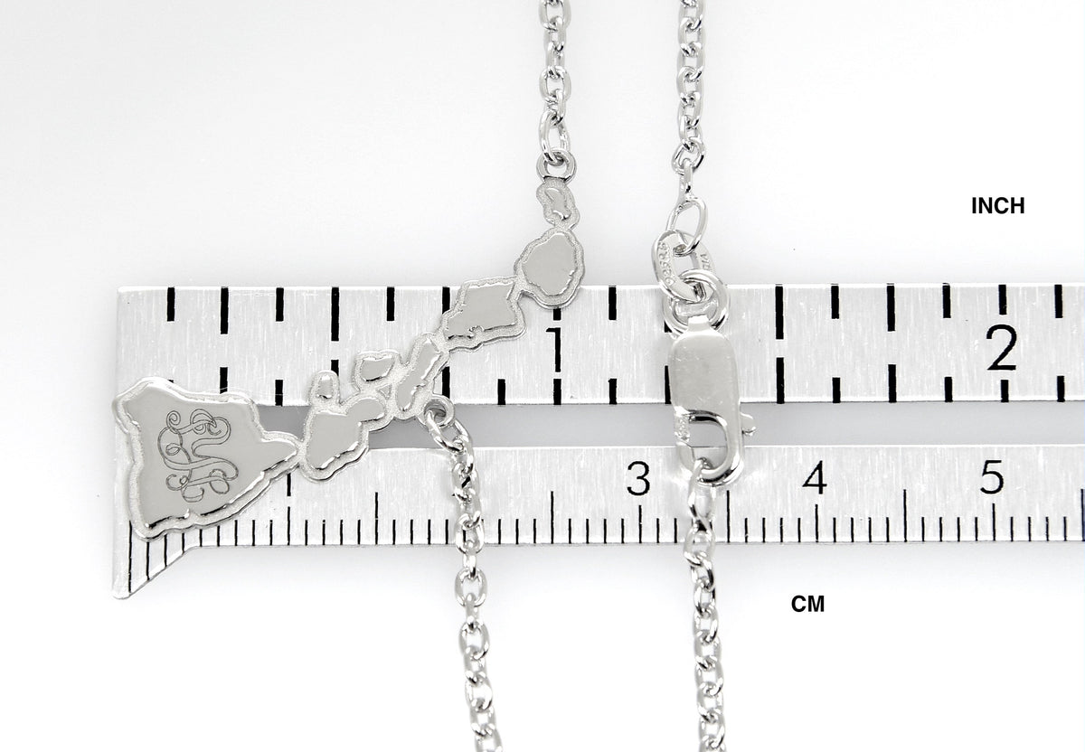 14k gold or sterling silver hawaii hi state necklace personalized monogram