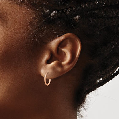14k rose gold classic endless round hoop earrings 13mm x 1.5mm