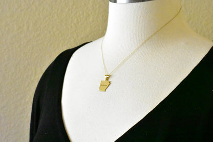 14k gold or sterling silver arkansas ar state pendant charm personalized monogram