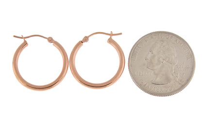 14k rose gold classic round hoop earrings 20mm x 2mm