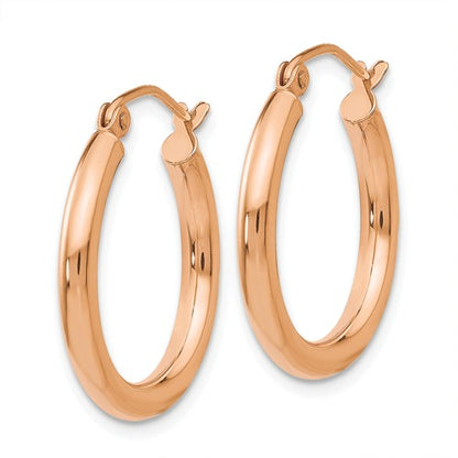 14k rose gold classic round hoop earrings 20mm x 2.5mm