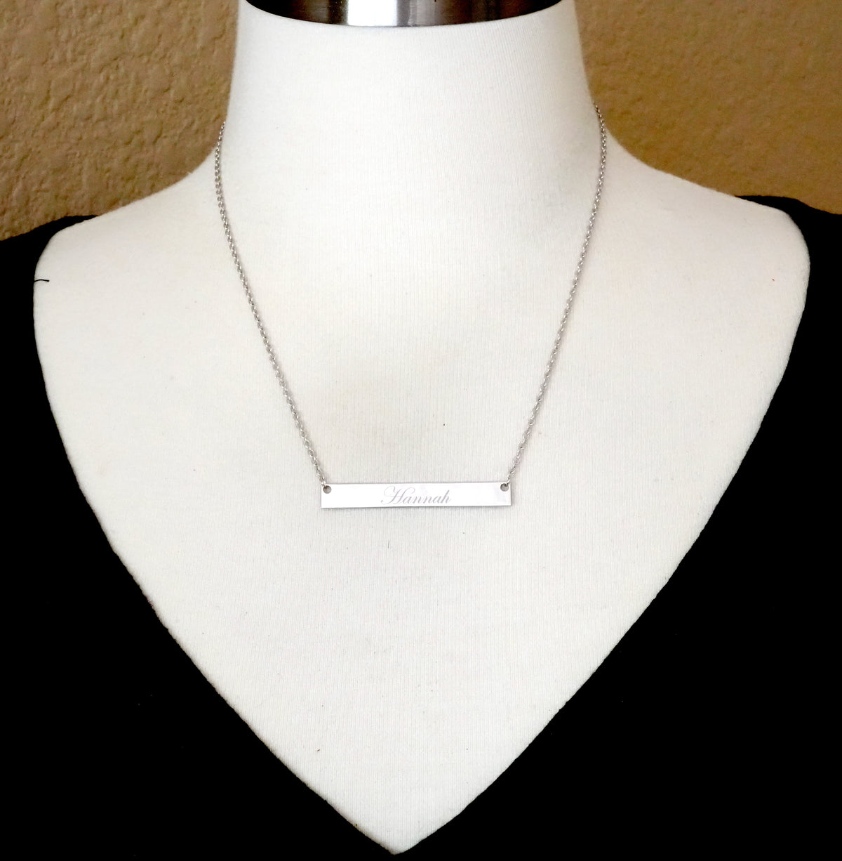 14k 10k gold sterling silver large name bar nameplate necklace personalized