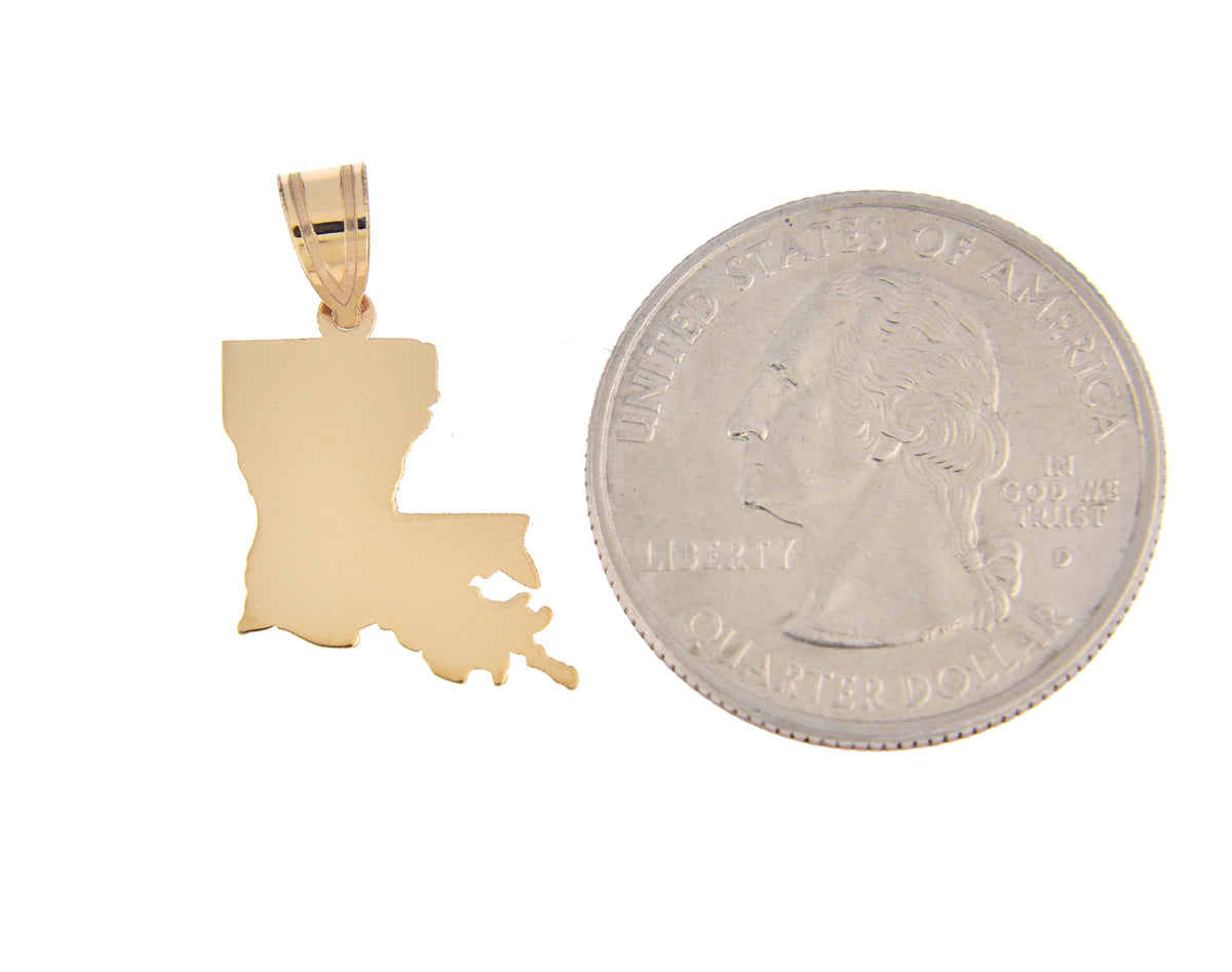 14k gold or sterling silver louisiana la state map pendant charm personalized monogram
