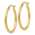 Load image into Gallery viewer, 14k Yellow Gold Diamond Cut Classic Round Hoop Earrings 25mm x 2mm

