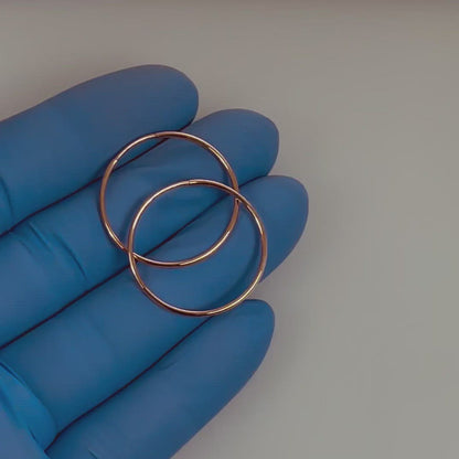14k Rose Gold Classic Endless Round Hoop Earrings 22mm x 1.25mm