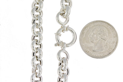 sterling silver 8mm fancy link rolo bracelet chain spring ring clasp 8 inches