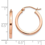 Load image into Gallery viewer, 14K Rose Gold Classic Square Tube Round Hoop Earrings 20mm x 2mm
