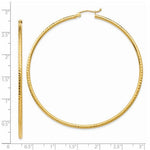 Load image into Gallery viewer, 14k Yellow Gold Diamond Cut Classic Round Hoop Earrings 65mm x 2mm
