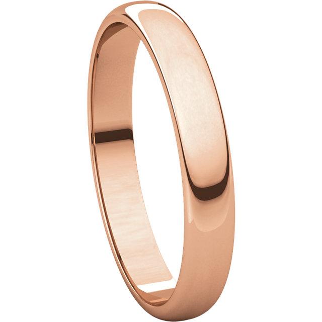 14k rose gold 3mm wedding anniversary promise ring band half round light