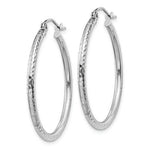 Load image into Gallery viewer, 14k White Gold Diamond Cut Round Hoop Earrings 29mm x 2mm
