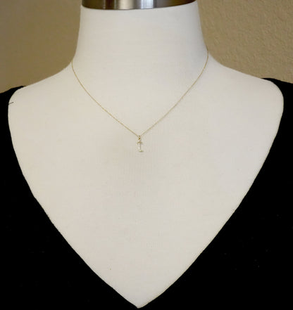 14k yellow rose white gold .025 ctw diamond tiny petite lowercase letter t initial alphabet pendant charm necklace