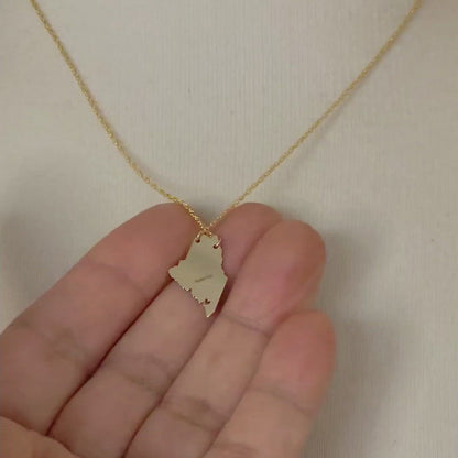 14k Gold 10k Gold Silver Maine State Map Necklace Heart Personalized City