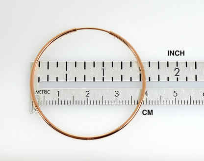 14k rose gold classic endless round hoop earrings 38mm x 1.5mm