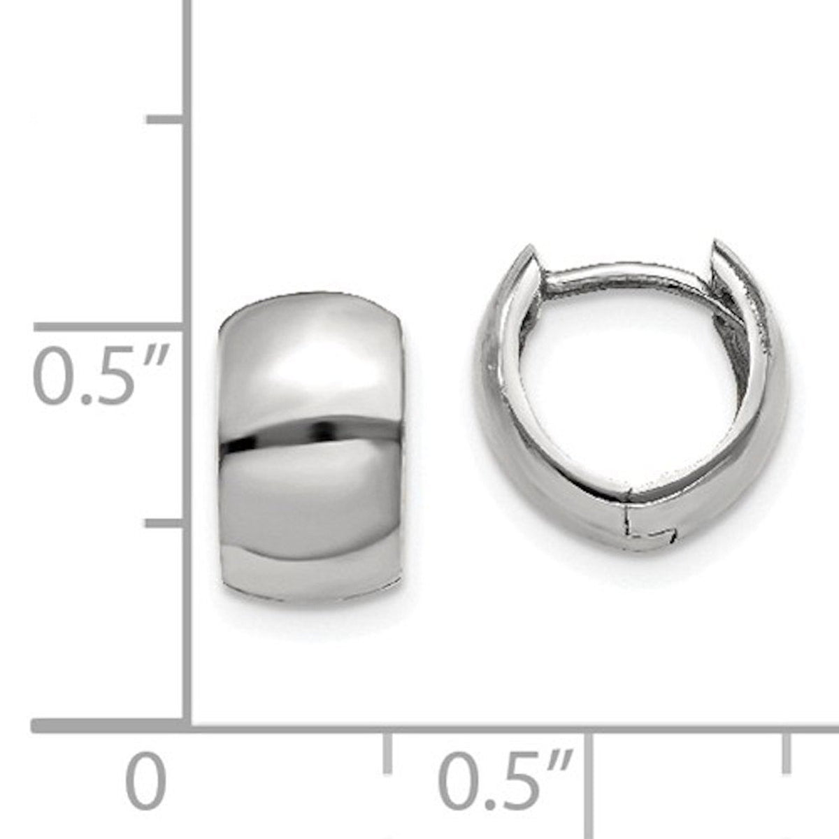14k white gold classic huggie hinged hoop earrings 9mm x 6mm