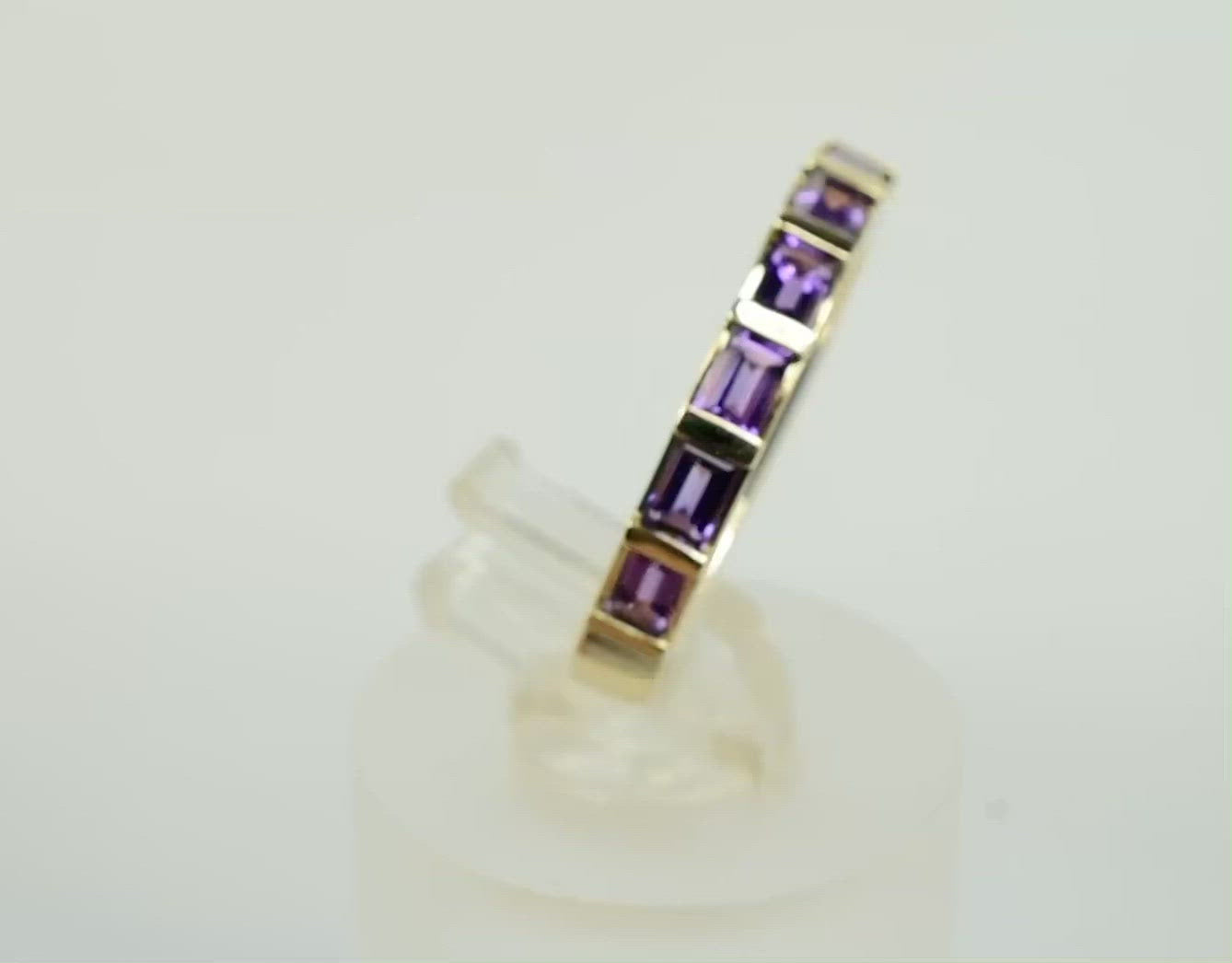 14k Yellow White Rose Gold Genuine 3x2mm Amethyst Baguette Wedding Anniversary Promise Band Ring