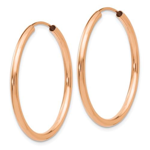 14k rose gold classic endless round hoop earrings 28mm x 2mm