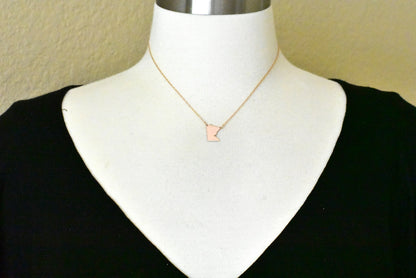 14k gold 10k gold silver minnesota mn state map necklace heart personalized city