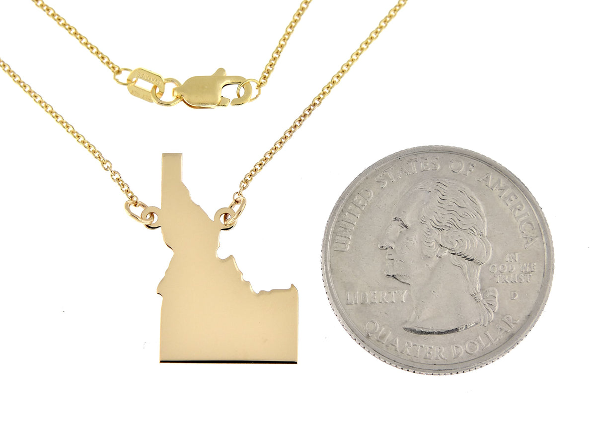 14k gold or sterling silver idaho id state name necklace personalized monogram