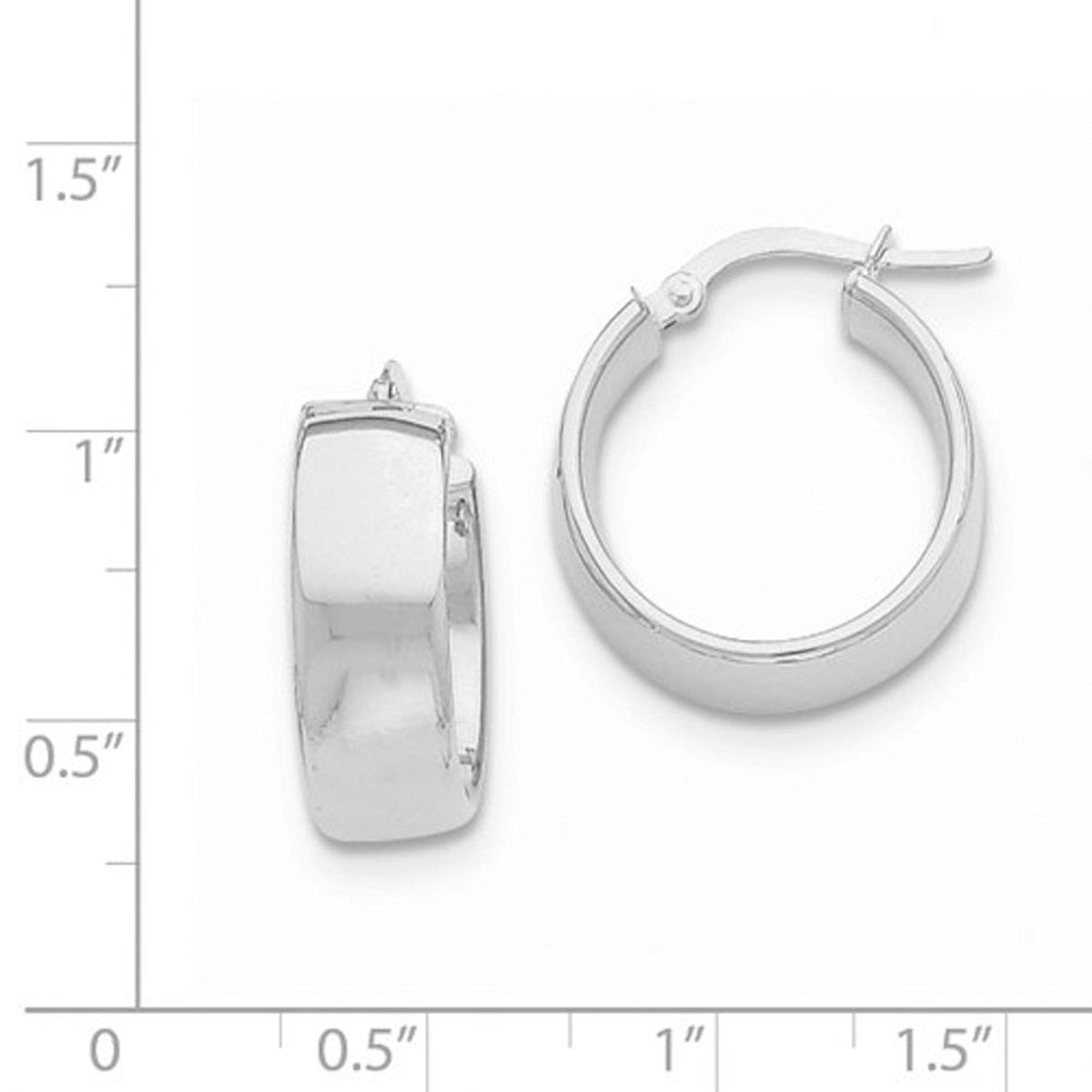 14k white gold round square tube hoop earrings 19mm x 6.75mm