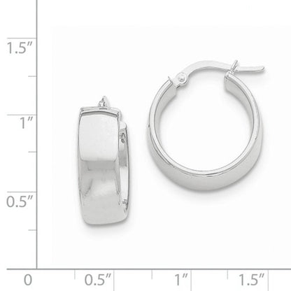 14k white gold round square tube hoop earrings 19mm x 6.75mm
